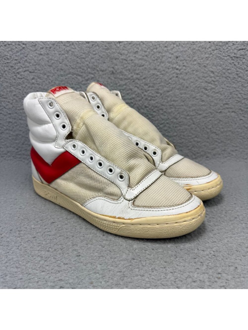Pony #1 Mesh Mens 7 Shoes White Red High Top Basketball Sneakers 1983 Vintage